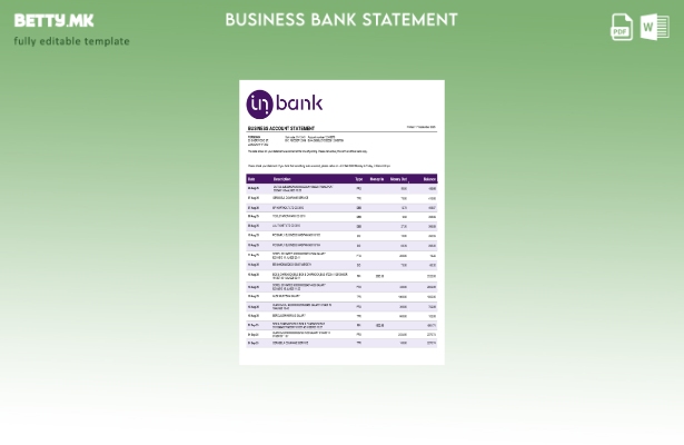 модерен стил Извештај за сметката на фирмата Inbank за деловна активност Шаблон 